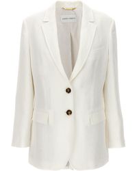Alberta Ferretti - Single-Breasted Linen Blazer Blazer And Suits Bianco - Lyst