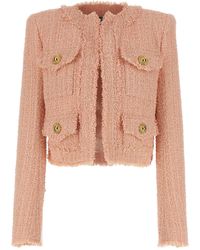 Balmain - Short Tweed Jacket Blazer And Suits Rosa - Lyst