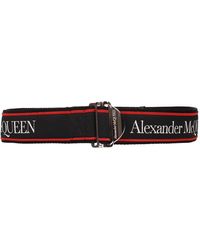 Alexander McQueen Cinture Regular Tessuto Nero - Bianco