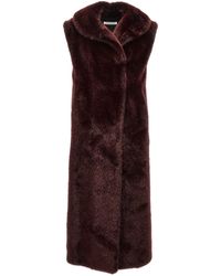 Philosophy - Extra Long Faux Fur Vest Gilet Red - Lyst