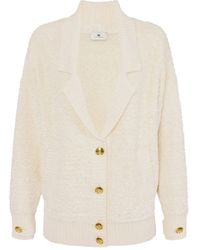 Elisabetta Franchi - Bouclé Chenille Cardigan With Jewel Buttons - Lyst