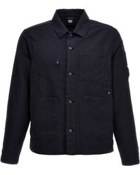 C.P. Company - Overlapping Pocket Overshirt Camicie Blu - Lyst