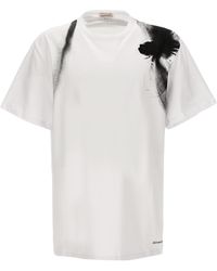 Alexander McQueen - Contrast Print T Shirt Bianco/Nero - Lyst
