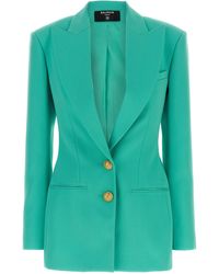 Balmain - Double-Breasted Blazer With Logo Buttons Blazer And Suits - Lyst