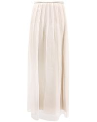 Brunello Cucinelli - Voilke Long Skirt With Monili Trimming - Lyst