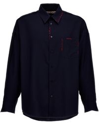 Marni - Cool Wool Shirt With Contrast Stitching Maglioni Multicolor - Lyst
