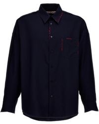 Marni - Cool Wool Shirt With Contrast Stitching Sweater, Cardigans - Lyst