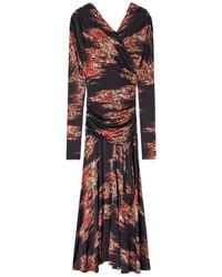 Ganni - Jersey Ruched Long Dress - Lyst