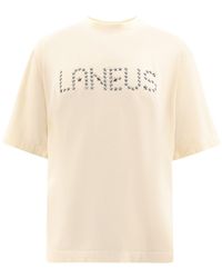 Laneus - Cotton T-shirt With Frontal Logo - Lyst