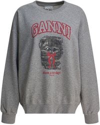Ganni - Margot Kitty Organic Cotton Sweatshirt - Lyst
