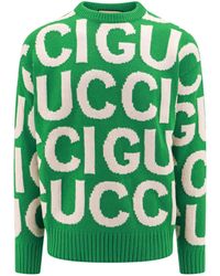 Gucci - Logo-intarsia Relaxed-fit Wool-knit Jumper - Lyst