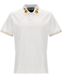 Versace - Logo Print Shirt Polo Bianco - Lyst