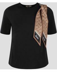 Herno - Superfine Cotton Stretch T-shirt With Scarf - Lyst