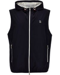 Brunello Cucinelli - Logo Embroidery Hooded Vest - Lyst