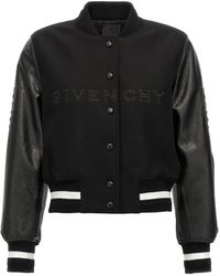 Givenchy - Cropped Logo Bomber Jacket Giacche Bianco/Nero - Lyst