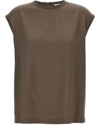 Brunello Cucinelli - Monile Satin T Shirt Marrone-Donna - Lyst