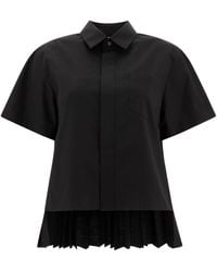 Sacai - Cotton Poplin Shirt Shirts Nero-Donna - Lyst