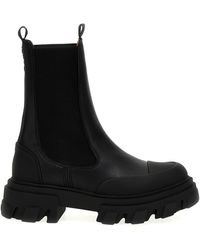Ganni - Leather Ankle Boots Stivali E Stivaletti Nero - Lyst