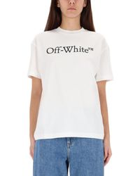 Off-White c/o Virgil Abloh - T-Shirt Bookish Con Stampa-Donna - Lyst