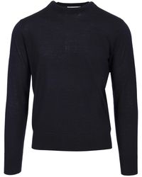 Dries Van Noten - Merino Wool Sweater Knitwear Blu-Uomo - Lyst