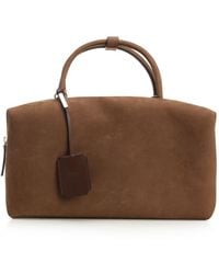 Max Mara - Large Nubuck Leather Satchel Bag Handbags Brown - Lyst