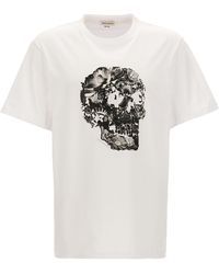 Alexander McQueen - Printed T Shirt Bianco - Lyst