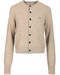 Acne Studios - Crew Neck Wool Cardigan Knitwear Grey - Lyst