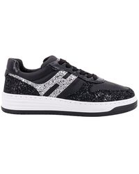 Hogan - Leather Sneakers With Glitter Detail - Lyst