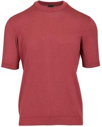 Fedeli - Crew Neck T-Shirt Knitwear Bordeaux-Uomo - Lyst