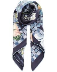 Ferragamo - Silk Scarf With Floral Motif - Lyst