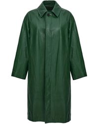 Burberry - Long Leather Car Coat Trench E Impermeabili Verde - Lyst