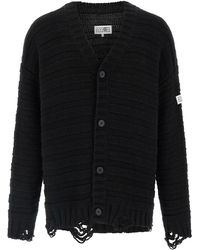 MM6 by Maison Martin Margiela - Distressed Wool Cardigan - Lyst