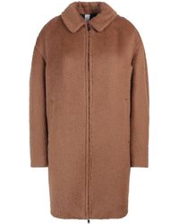 Hevò - Cappotto in alpaca e lana vergine con zip - Lyst