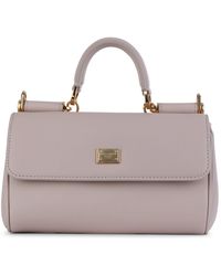 Dolce & Gabbana - Dolce & Gabbana Nude Leather My Sicily Small Top Handle Bag - Lyst