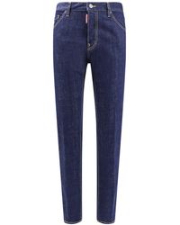 DSquared² - Cotton Jeans With Leather Logo Patch - Lyst