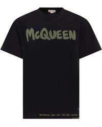 Alexander McQueen - Mcqueen Graffiti T-Shirts Nero - Lyst