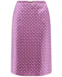 Gucci - Silk Skirt With Horsebit Print - Lyst