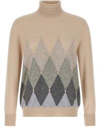 Ballantyne - Argyle Turtleneck Sweaters And Cardigans White - Lyst