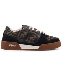 Fendi - Match Suede Sneakers With Jacquard Ff Fabric Inserts-Donna - Lyst