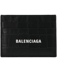 Balenciaga - Croc Print Leather Card Holder Wallets, Card Holders - Lyst