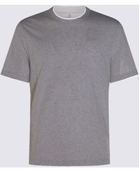 Brunello Cucinelli - T-Shirts And Polos Grigio Medio-Uomo - Lyst