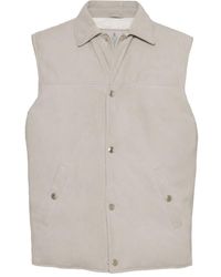 Brunello Cucinelli - Leather Down Vest - Lyst