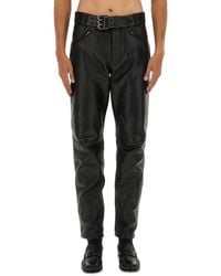Saint Laurent - Leather Pants With Belt - Lyst