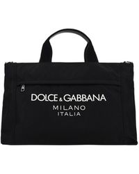 Dolce & Gabbana - Shopping grande in nylon con logo gommato - Lyst