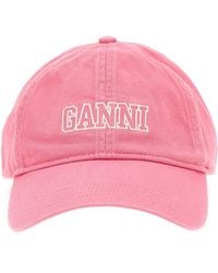 Ganni - Logo Embroidery Cap Hats - Lyst