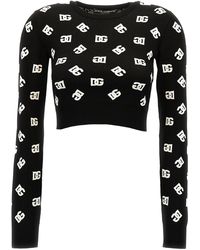 Dolce & Gabbana - All Over Logo Sweater Maglioni Bianco/Nero - Lyst