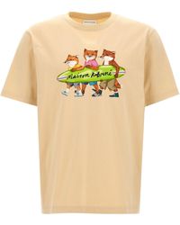 Maison Kitsuné - Surfing Foxes T Shirt Beige - Lyst