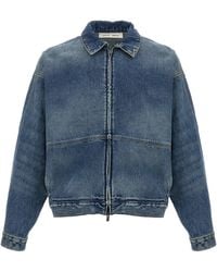 Fear Of God - Medium Wash Denim Jacket With Cropped Fit And Whiskering Details - Lyst