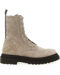 Brunello Cucinelli - Suede Combat Boots Monile - Lyst
