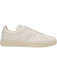 Tom Ford - Logo Leather Sneakers Bianco - Lyst